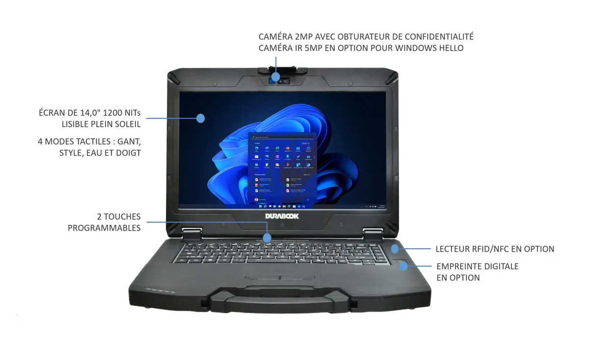 Tablette Durabook S14I - Face
                                avant