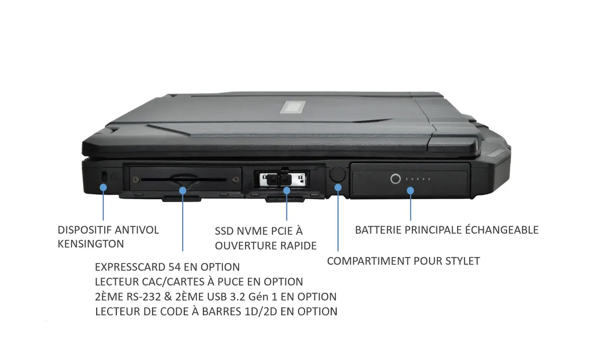 Tablette Durabook S14I - Côté
                                gauche