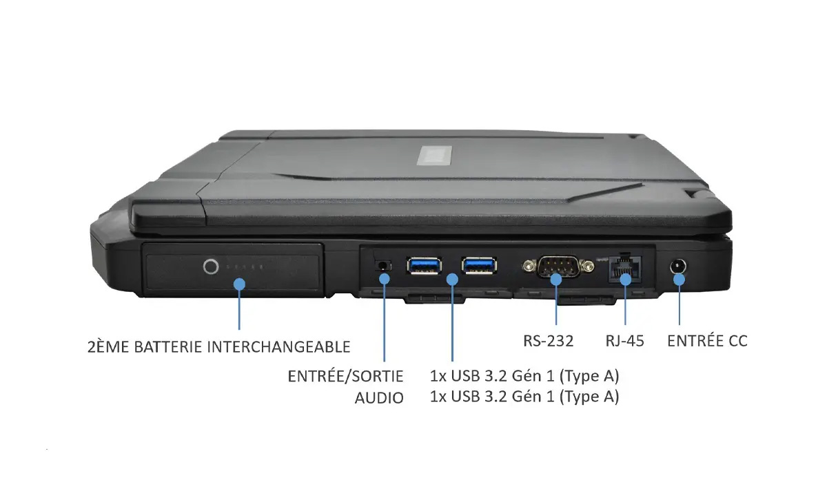 Tablette Durabook S14I - Côté
                                droit