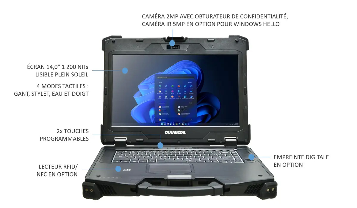 Notebook Durabook Z14I - Face
                                avant