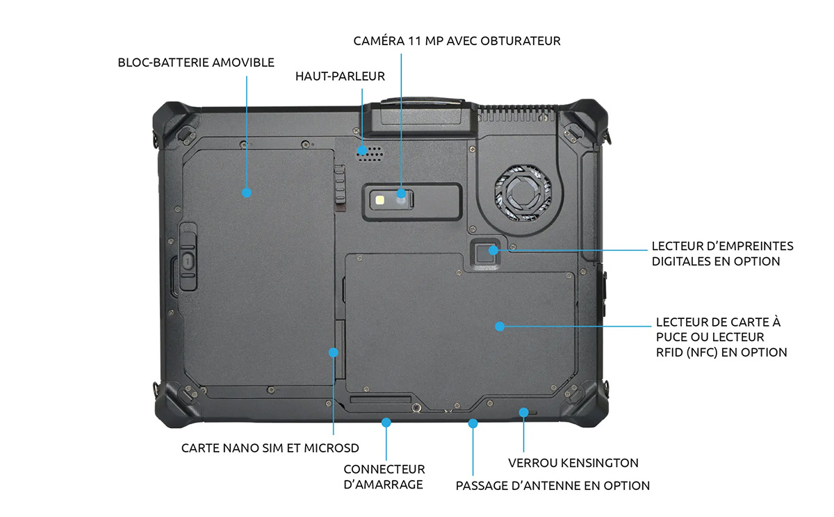 Tablette Durabook R10 - Face arrière